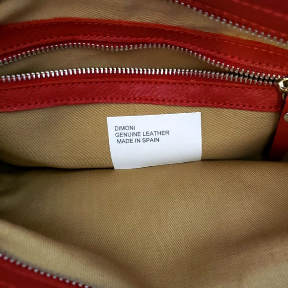 DIMONI Red Genuine Leather Medium Shoulder Bag--NWT - Picture 4 of 9
